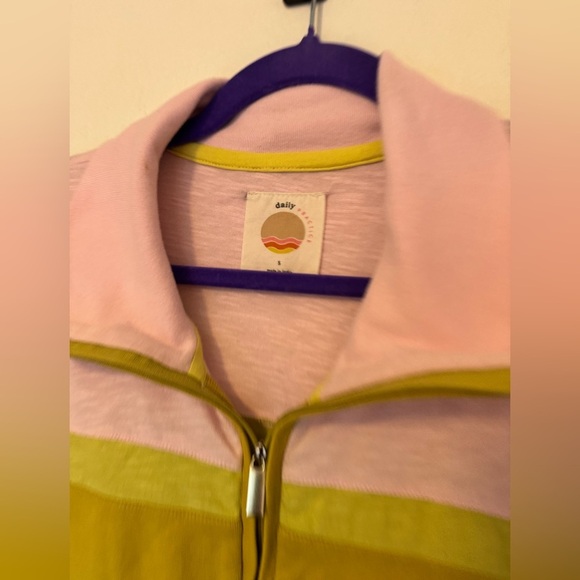 Anthropologie Daily Practice Sporty Striped Zip Cotton Dress Pink Small EUC - Picture 6 of 11